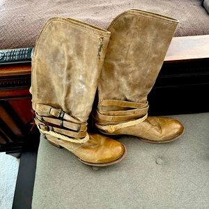 Light brown suede western boots